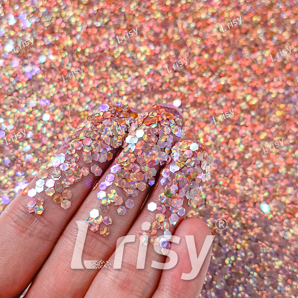 2.5mm Holographic & Color Shift Apricot Gold Chunky Glitter Dream Stone LAD04