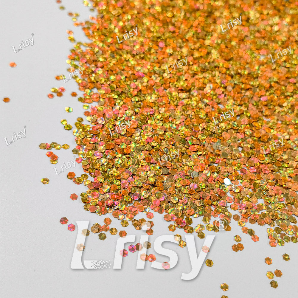 2.5mm Holographic & Color Shift Orange Gold Chunky Glitter Dream Stone LAD05
