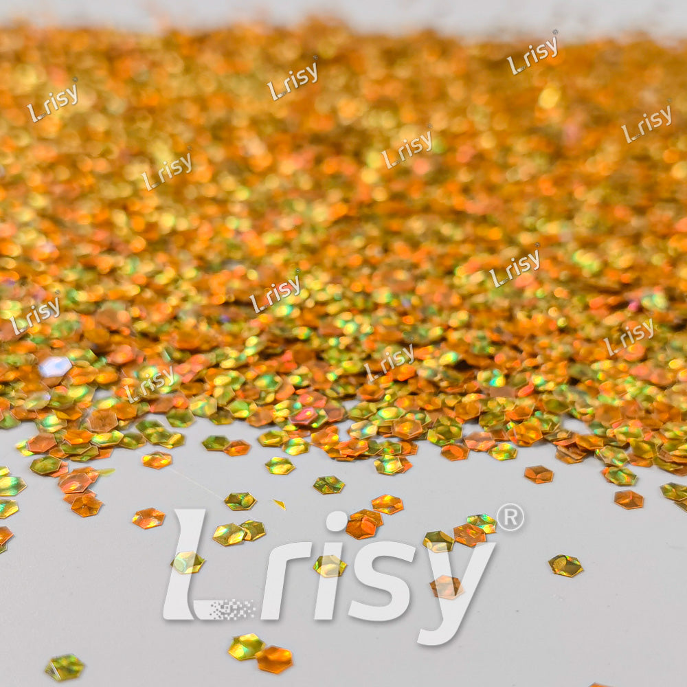 2.5mm Holographic & Color Shift Orange Gold Chunky Glitter Dream Stone LAD05