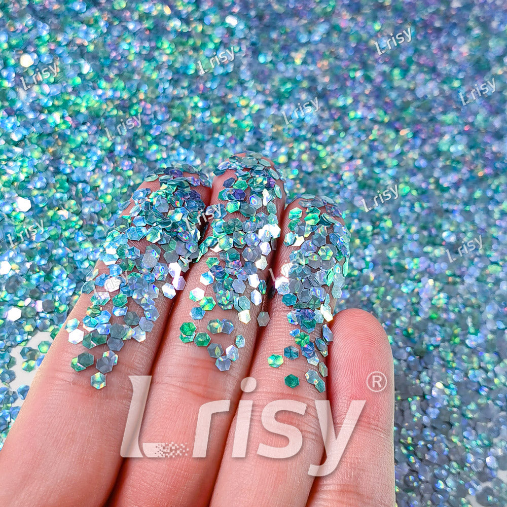 2.5mm Holographic & Color Shift Ocean Green Chunky Glitter Dream Stone LAD03