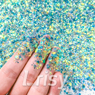 Glitties Icy Mint Cosmetic Glitter Extra Fine Glitter Powder .006 inch - Makeup, Body, Face, Hair, Lips, & Nails-10 Grams, White