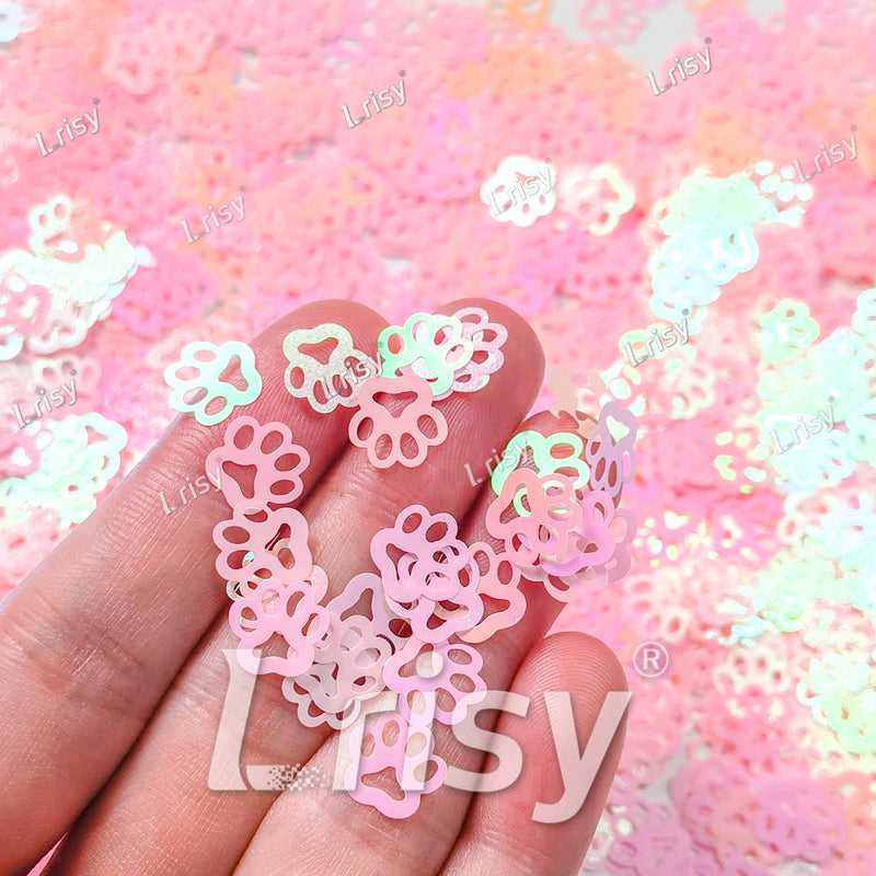 Cat PAWS Shaped Iridescent Tender Pink Glitter C018R