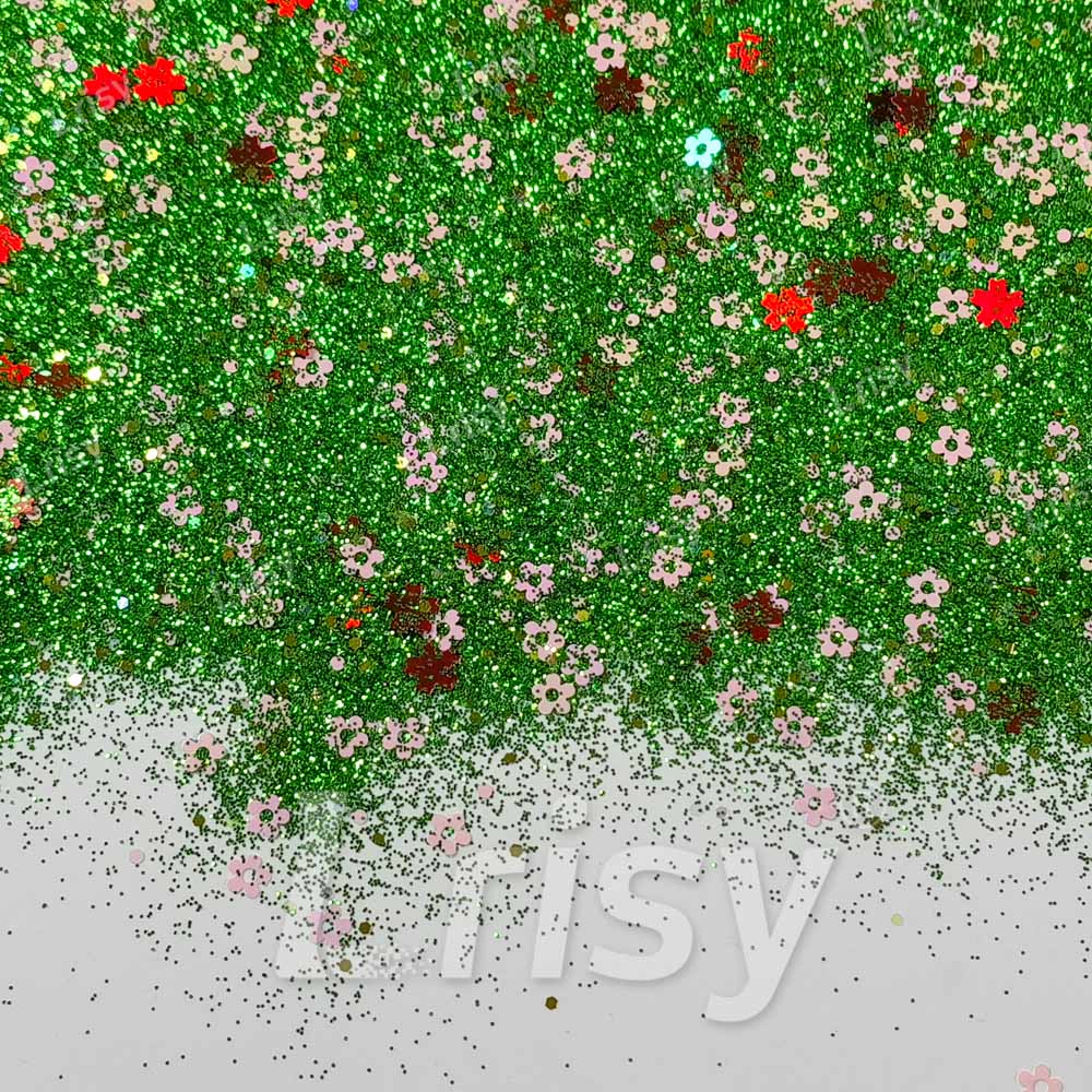 Green Blooming Meadow Custom Mixed Glitter WAL927 (By kirschrot.treasury)