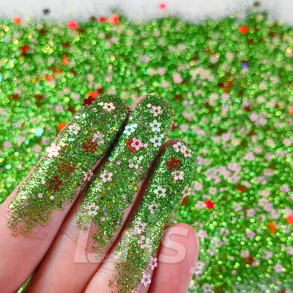 Green Blooming Meadow Custom Mixed Glitter WAL927 (By kirschrot.treasury)