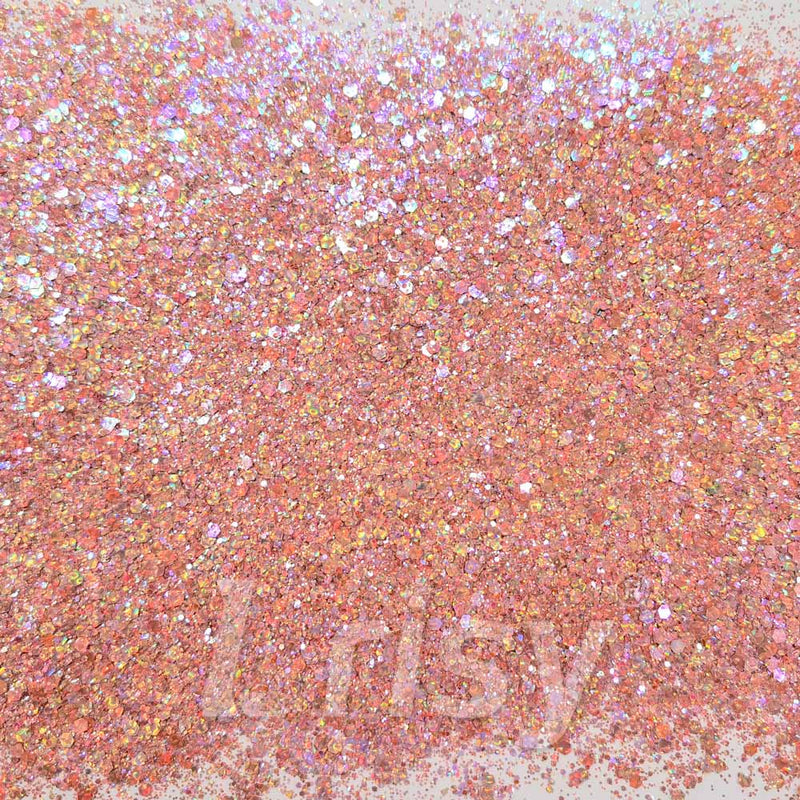 Fine & Chunky Mixed Holographic & Color Shift Apricot Gold Glitter LAD04