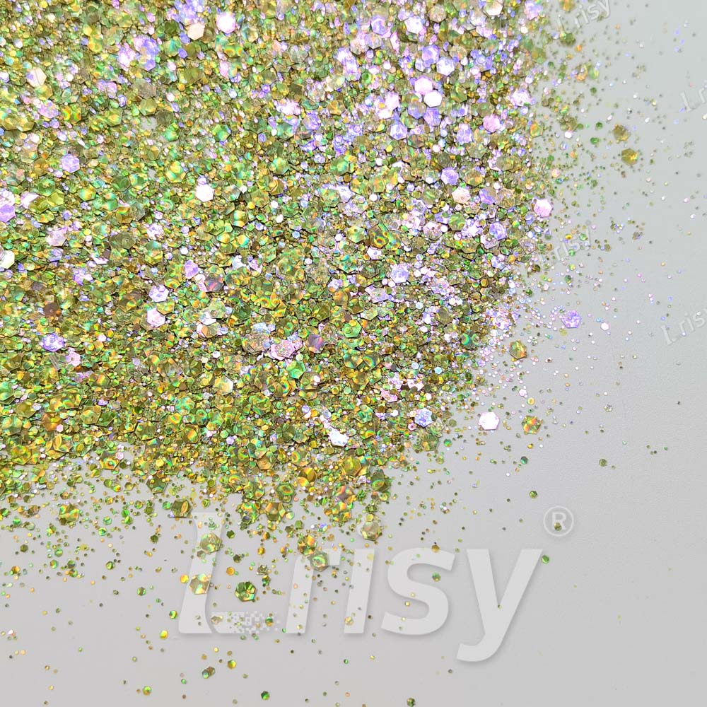 Fine & Chunky Mixed Holographic & Color Shift Lettuce Green Glitter LAD06