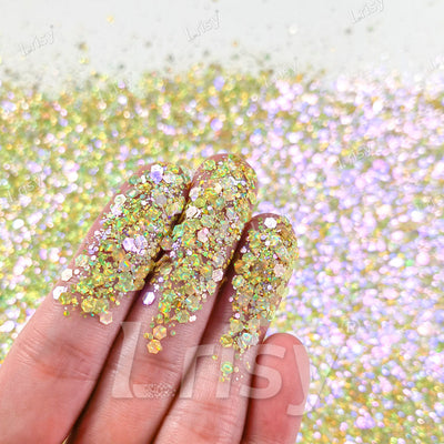 Fine & Chunky Mixed Holographic & Color Shift Lettuce Green Glitter LAD06