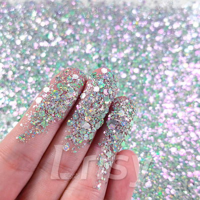 Fine & Chunky Mixed Holographic & Color Shift Emerald Green Glitter LAD09