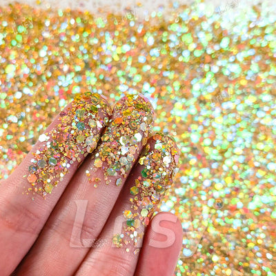 Fine & Chunky Mixed Holographic & Color Shift Orange Gold Glitter LAD05