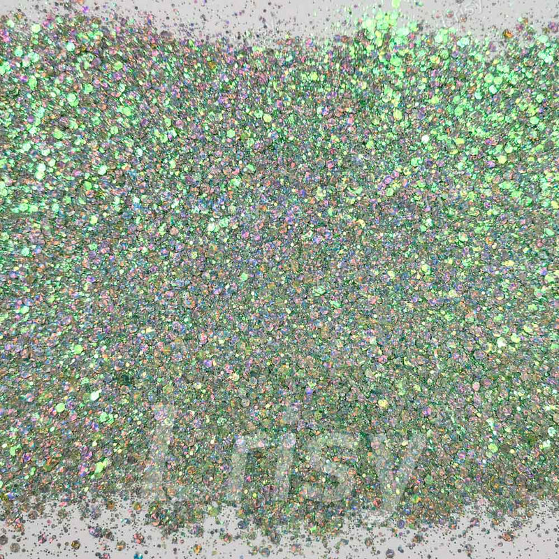 Fine & Chunky Mixed Holographic & Color Shift Spa Green Glitter LAD08