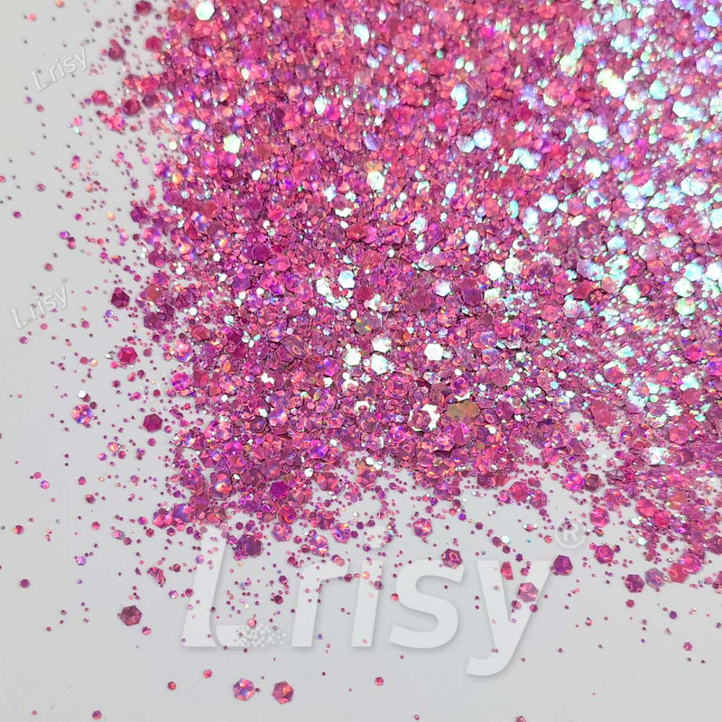 Fine & Chunky Mixed Holographic & Color Shift Ruby Red Glitter LAD07