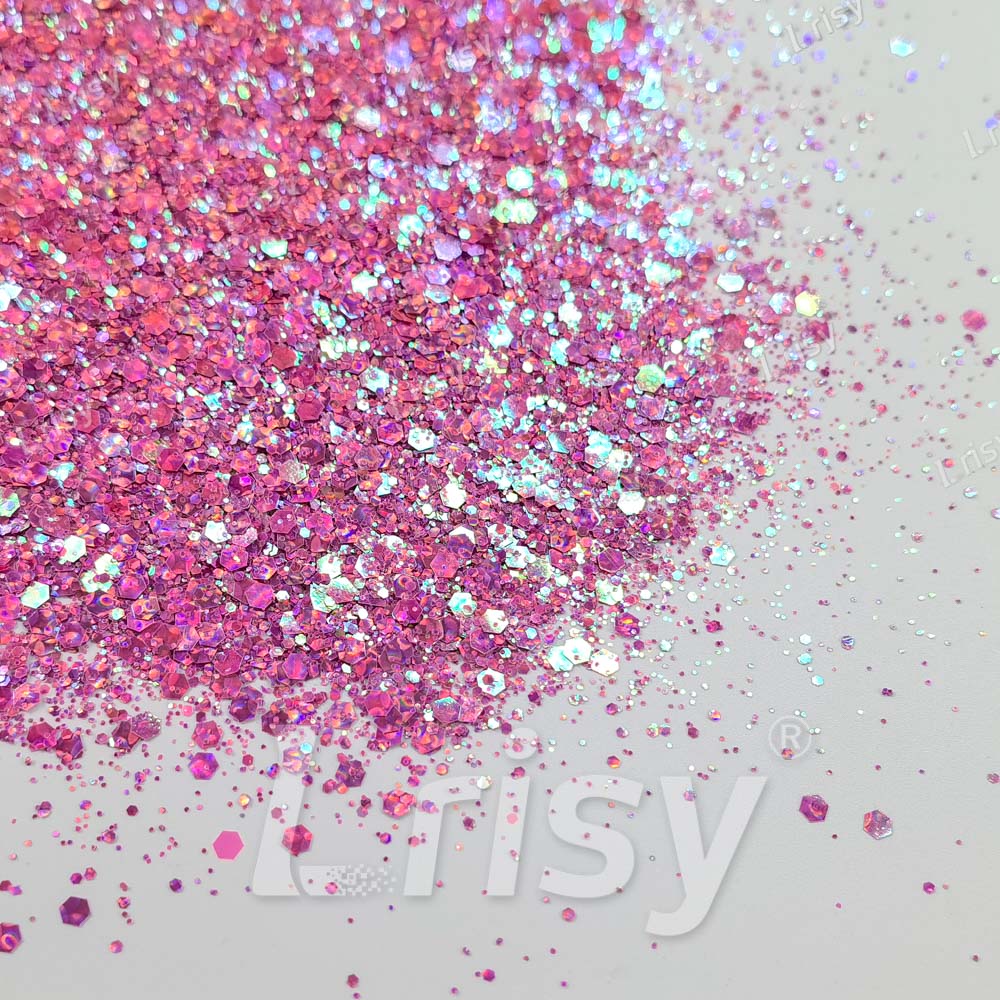 Fine & Chunky Mixed Holographic & Color Shift Ruby Red Glitter LAD07