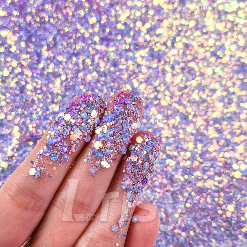 Fine & Chunky Mixed Holographic & Color Shift Neon Blue Glitter LAD12