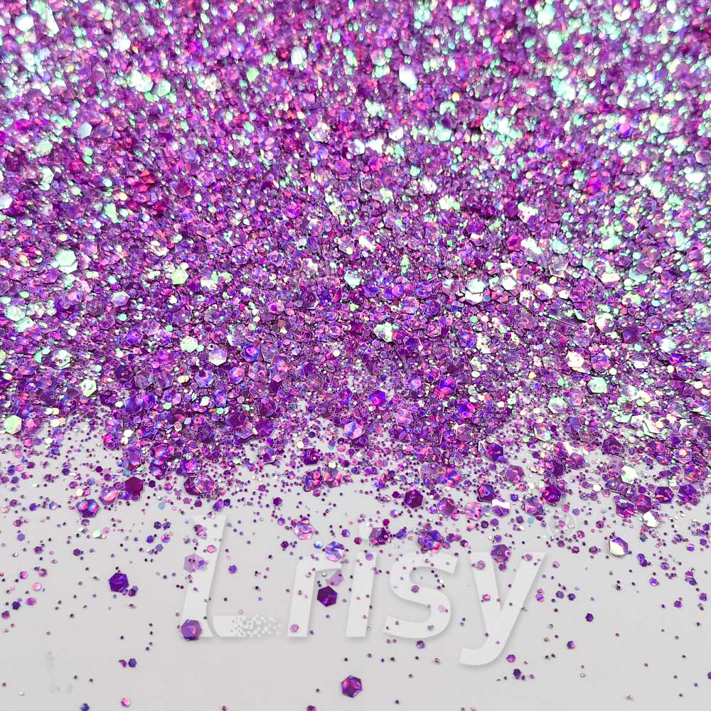 Fine & Chunky Mixed Holographic & Color Shift Lilac Purple Glitter LAD10