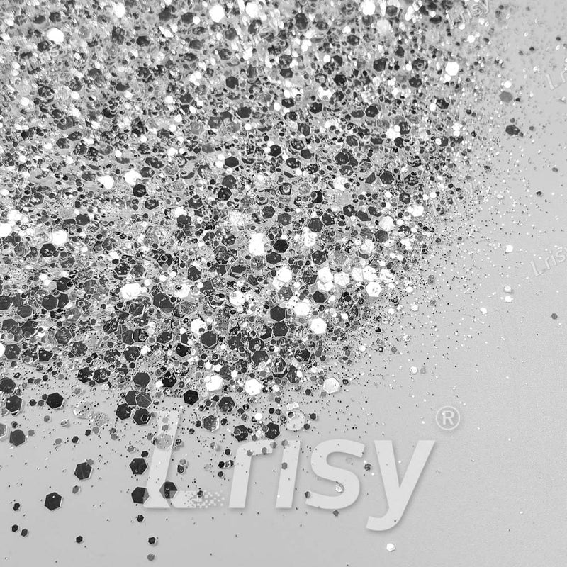 Fine & Chunky Mixed Diamond Mirror Silver Glitter (High Brightness) GSY001A