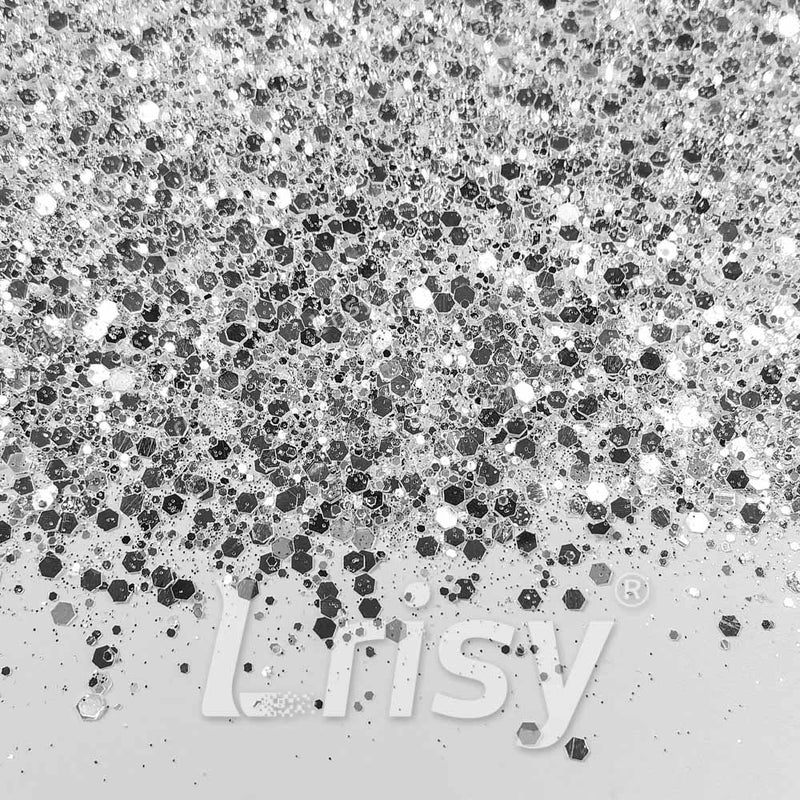 Fine & Chunky Mixed Diamond Mirror Silver Glitter (High Brightness) GSY001A