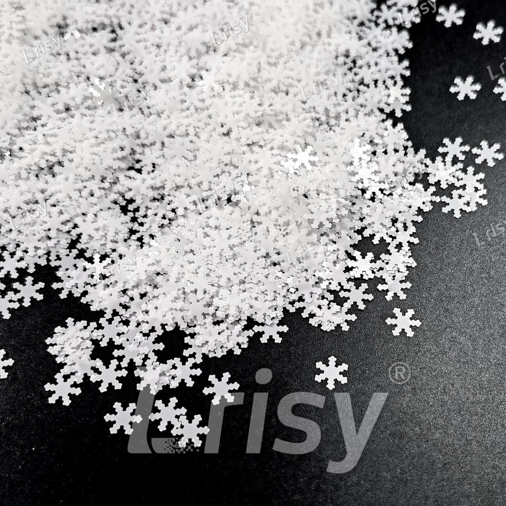 6mm White Snowflake Shaped Glitter B01200