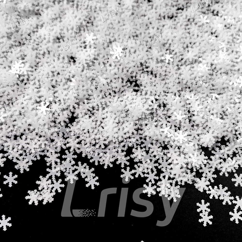 6mm White Snowflake Shaped Glitter B01200