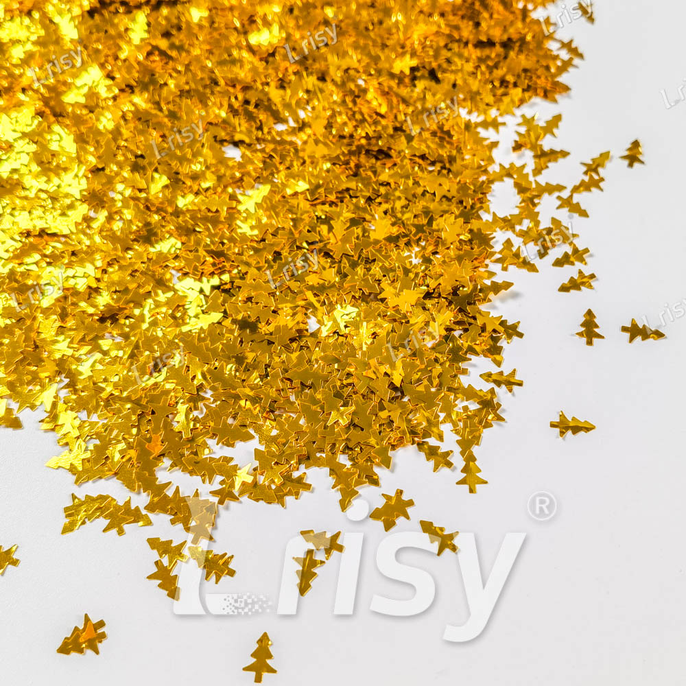 Christmas Tree Shaped Shaped Golden Solid Color Glitter B0221