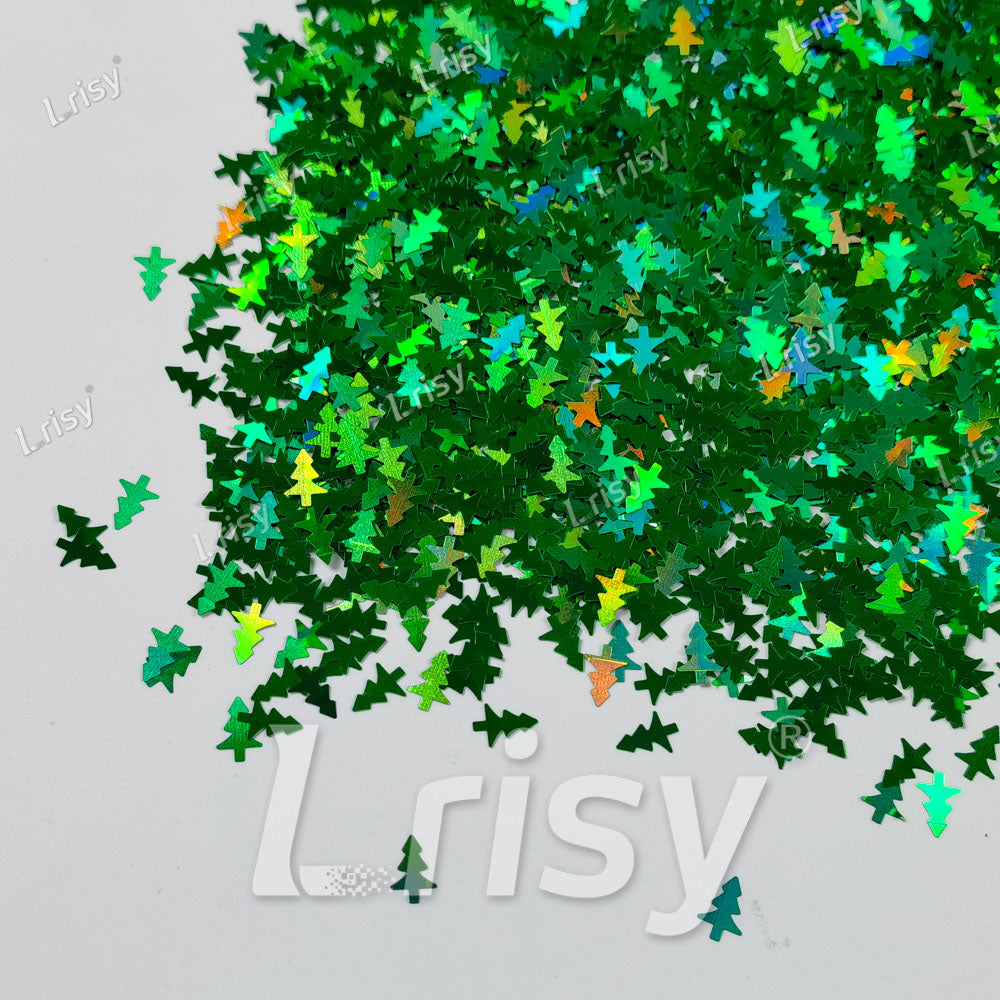 Christmas Tree Shaped Holographic Green Glitter LB0600