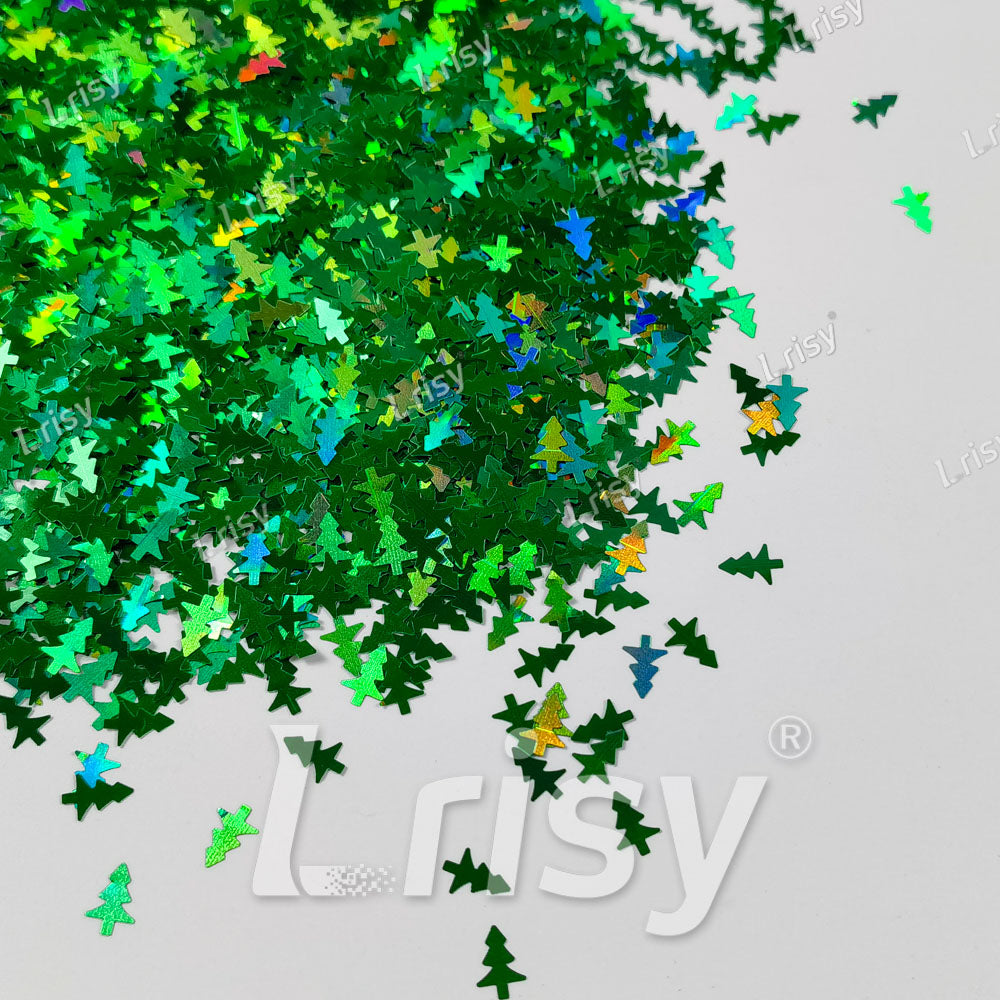 Christmas Tree Shaped Holographic Green Glitter LB0600