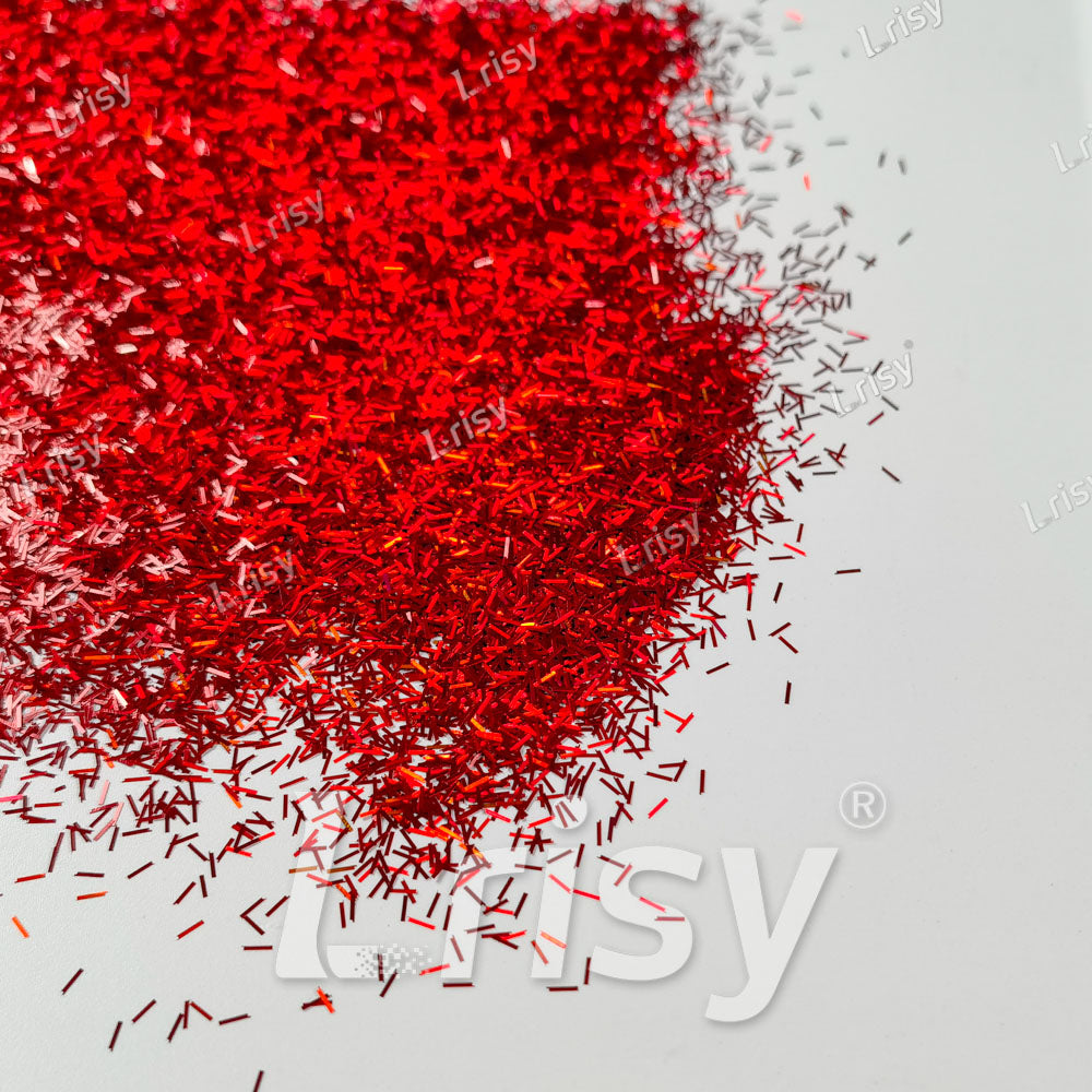 0.3x3.0mm Strip Shaped Holographic Red Glitter LB0300