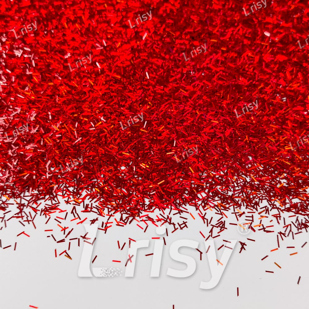 0.3x3.0mm Strip Shaped Holographic Red Glitter LB0300