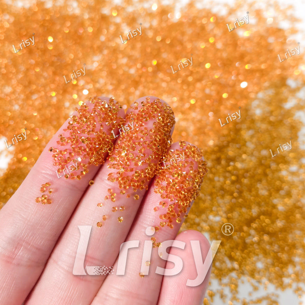 0.8-1mm Golden Yellow Pointed Back Rhinestones PRS013