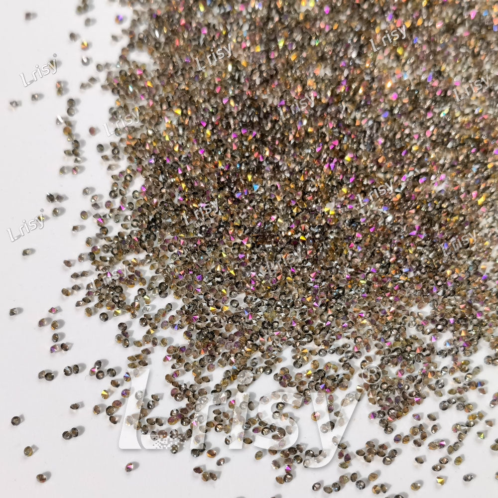 0.8-1mm Purple Fantasy Gold Pointed Back Rhinestones PRS049