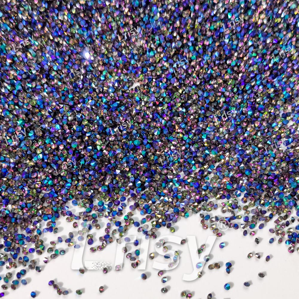 0.8-1mm Blue Plated Pointed Back Rhinestones PRS175