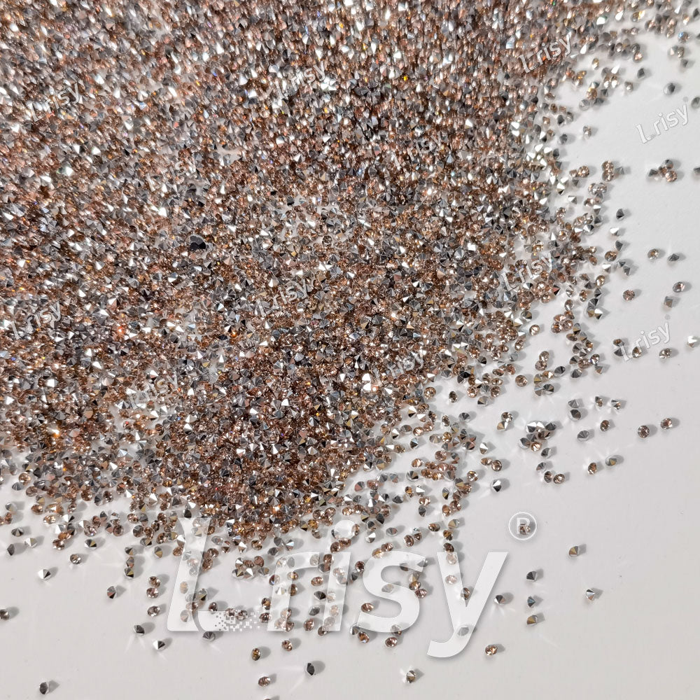 Champagne Rhinestone Micro 0.8-1mm Champagne Silver Pointed Back Rhinestones PRS201