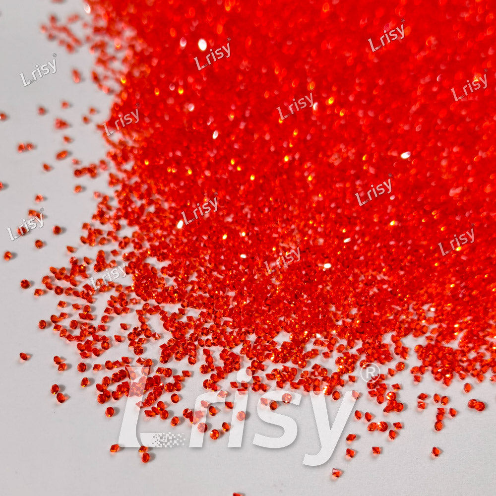 0.8-1mm Orange Red Pointed Back Rhinestones PRS018