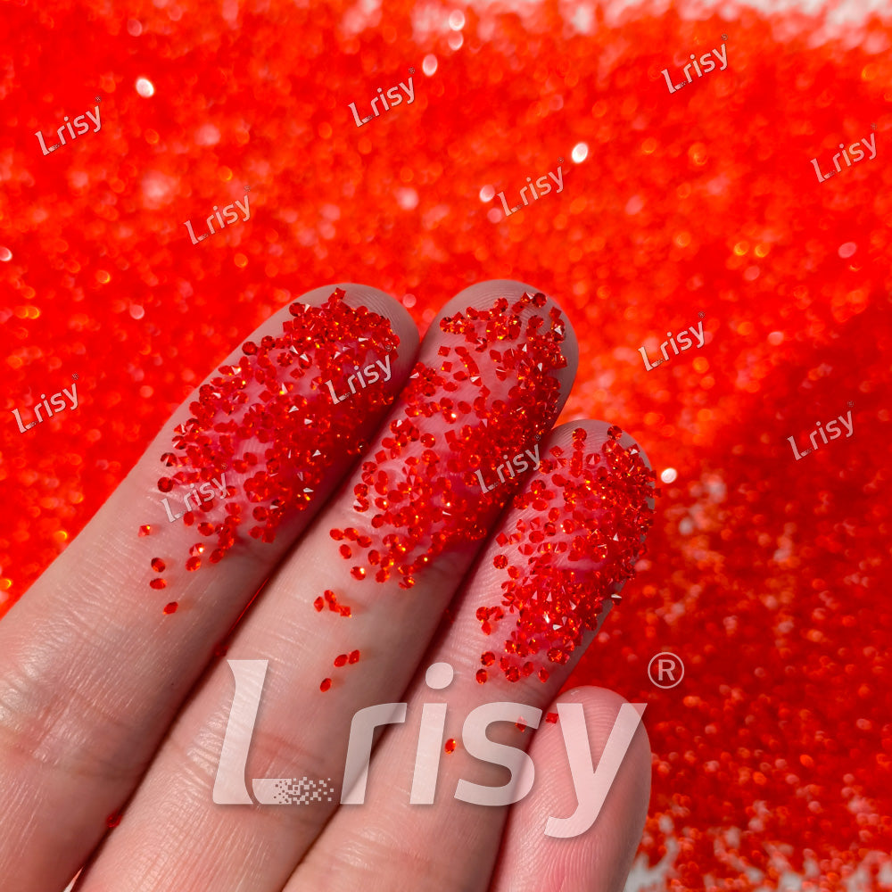 0.8-1mm Orange Red Pointed Back Rhinestones PRS018