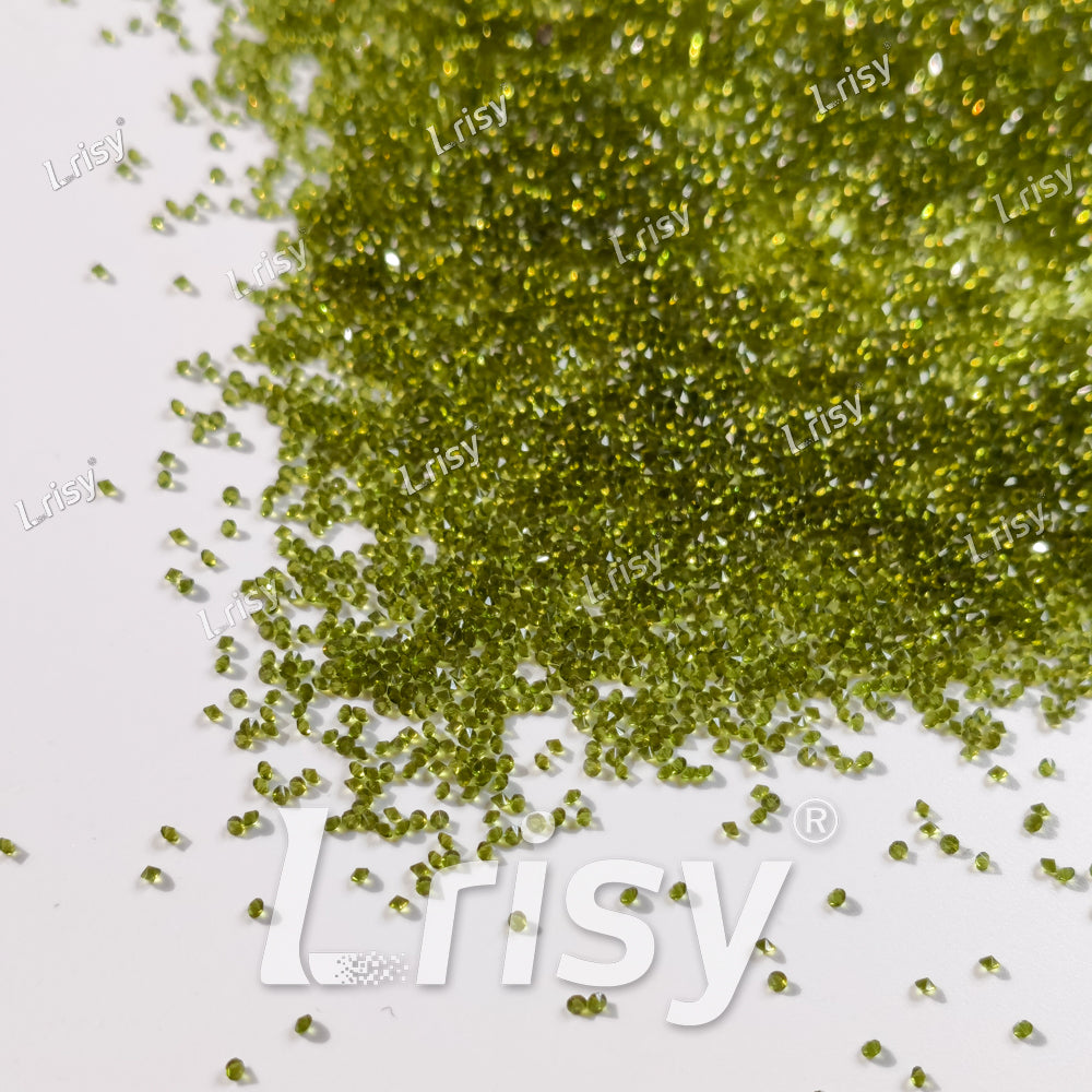 0.8-1mm Olive Green (Olivine) Pointed Back Rhinestones PRS008
