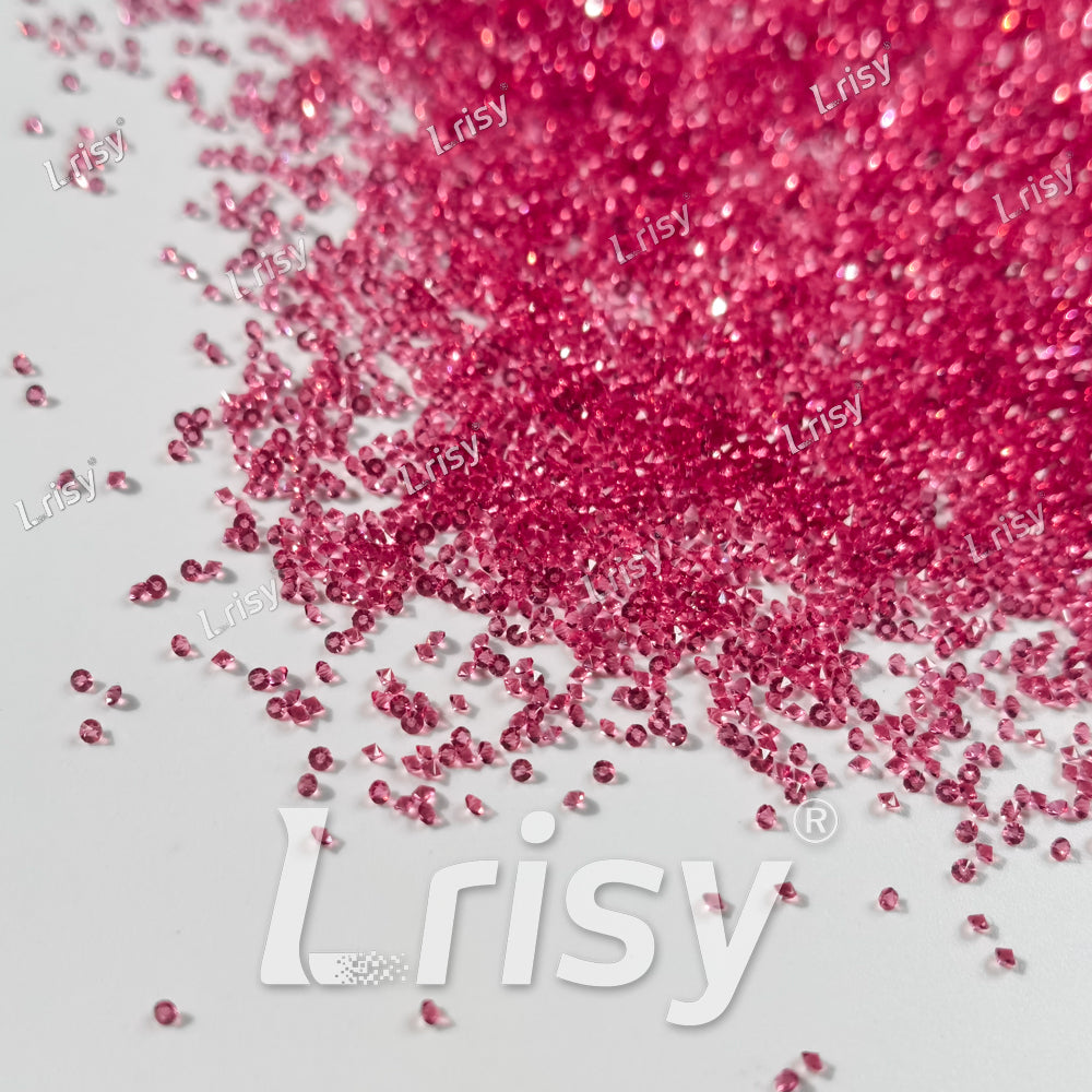 0.8-1mm Rose Red Pointed Back Rhinestones PRS023