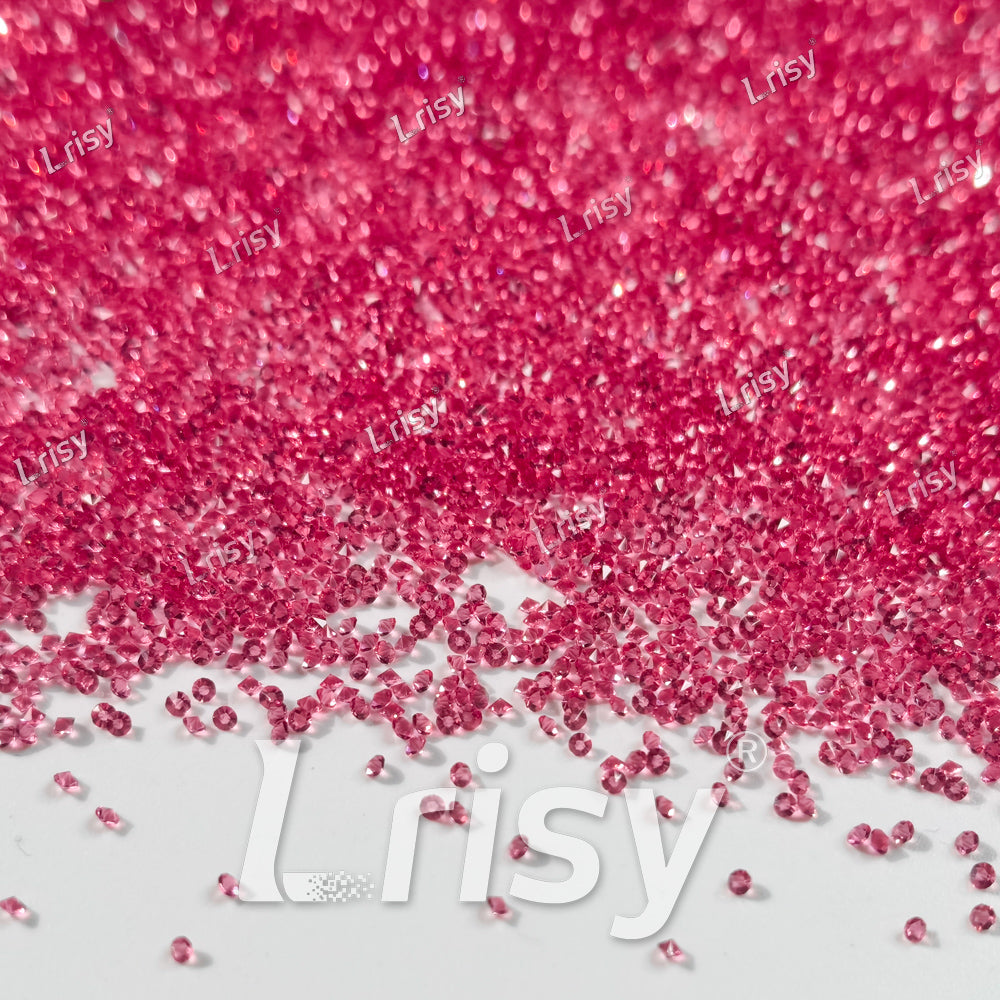 0.8-1mm Rose Red Pointed Back Rhinestones PRS023