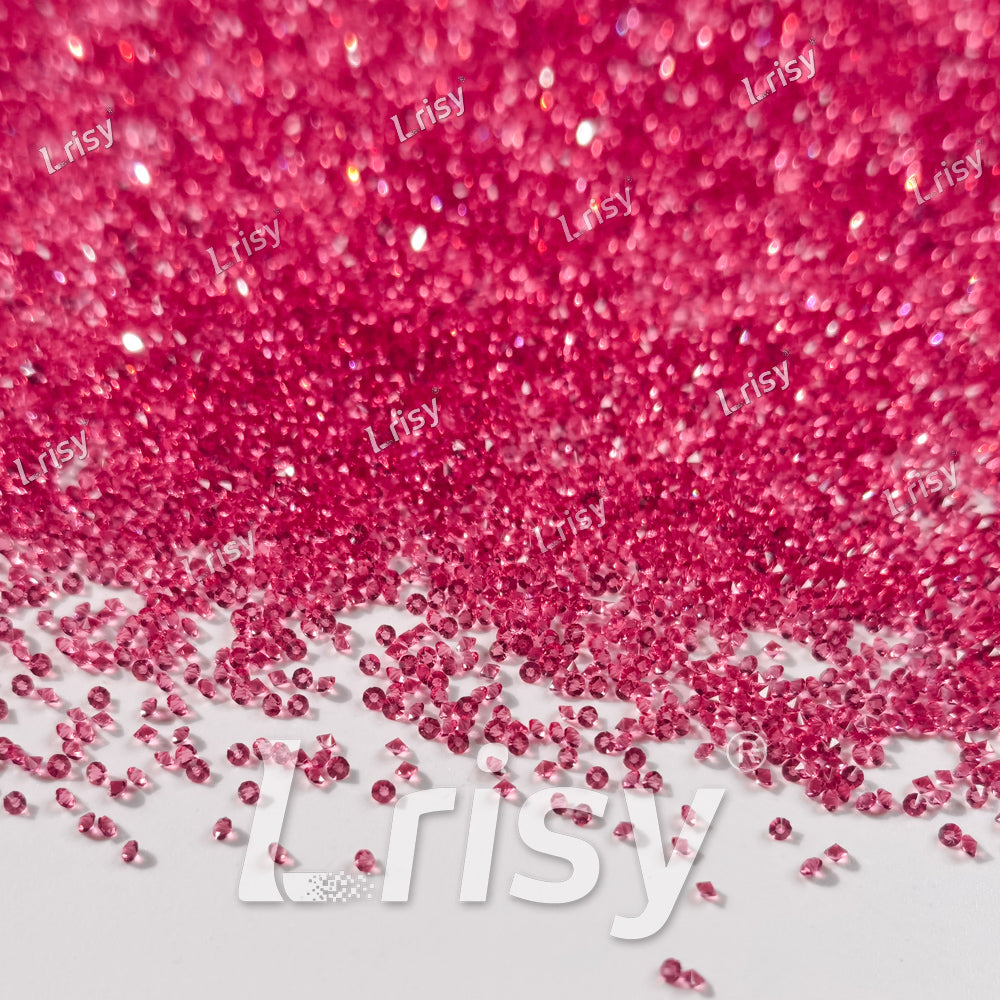 0.8-1mm Rose Red Pointed Back Rhinestones PRS023