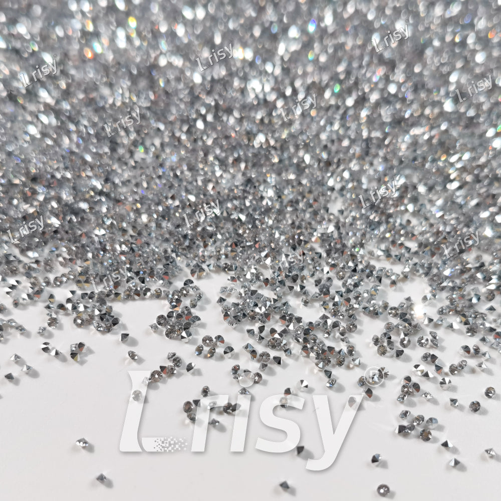 0.8-1mm Silver Ore Pointed Back Rhinestones PRS035