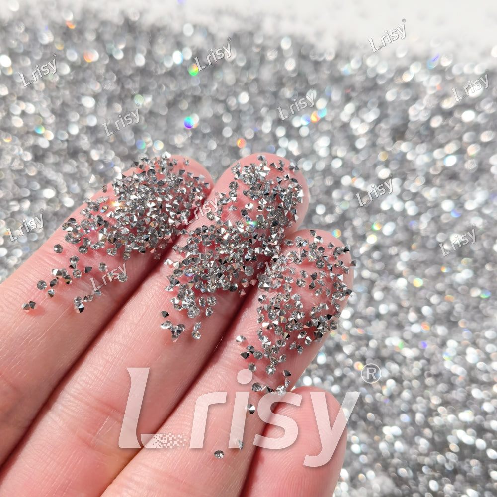 0.8-1mm Silver Ore Pointed Back Rhinestones PRS035