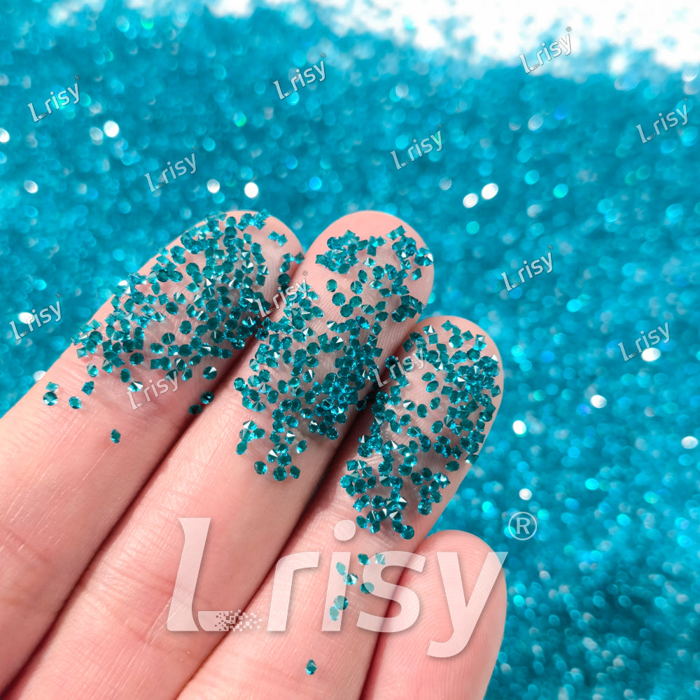 0.8-1mm Peacock Blue Pointed Back Rhinestones PRS005