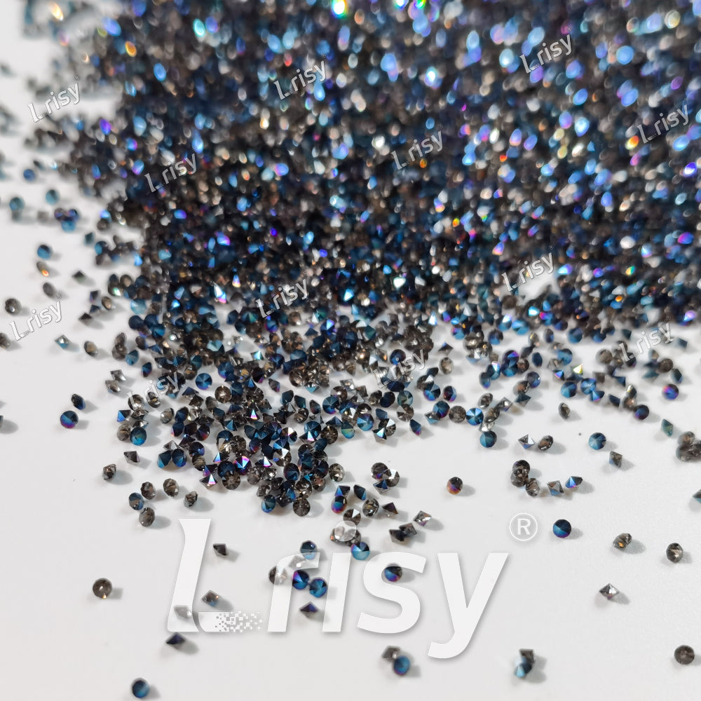 0.8-1mm Antique Blue Pointed Back Rhinestones PRS709