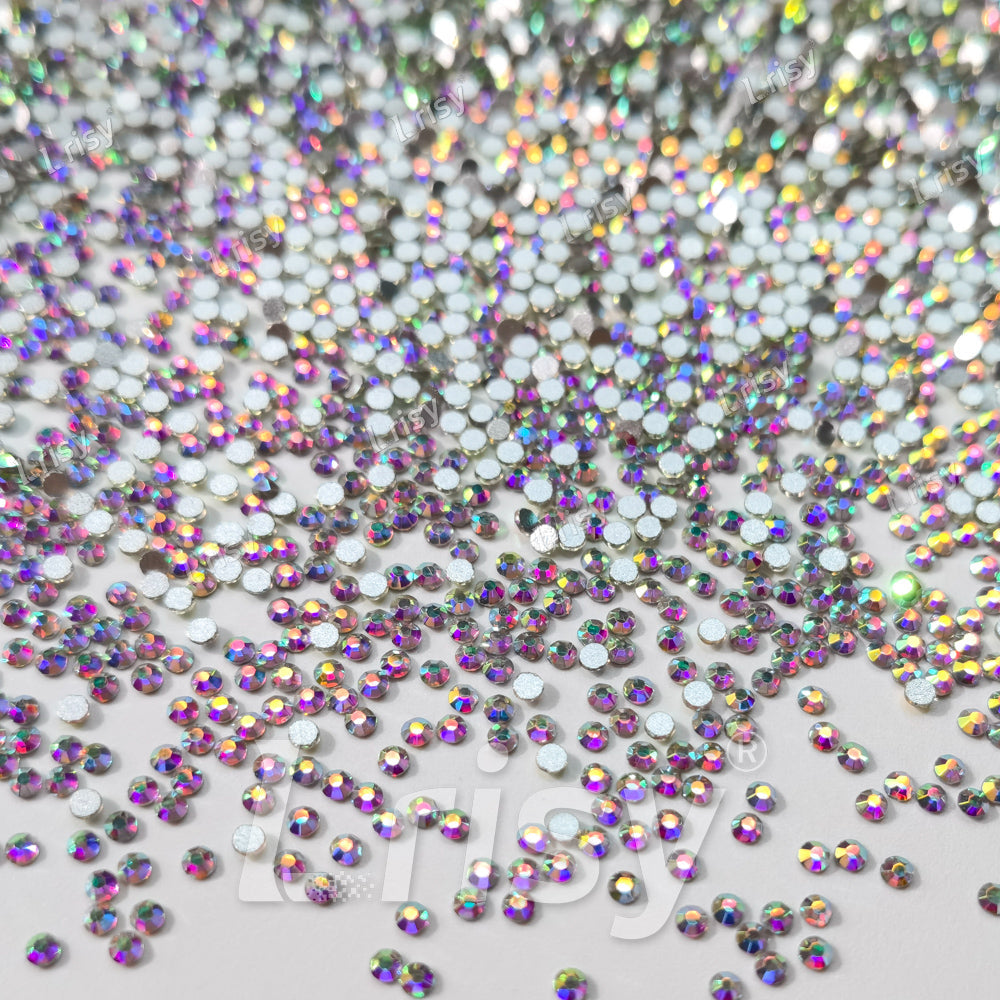 1.9-2.1mm Crystal Iridescent White Flat back Rhinestones FBRS031