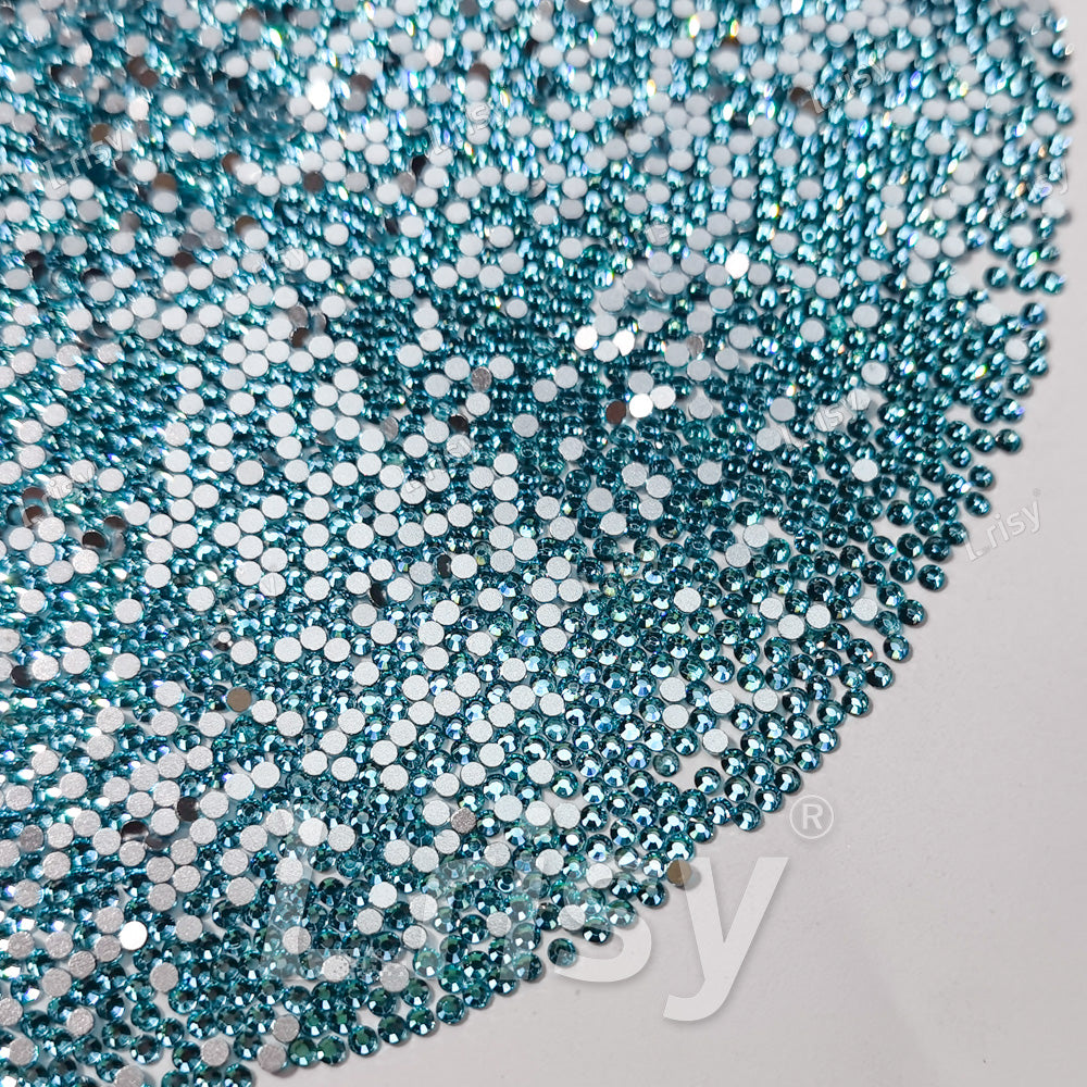 1.9-2.1mm Lake Blue (Aquamarine) Flat Back Rhinestones FBRS004