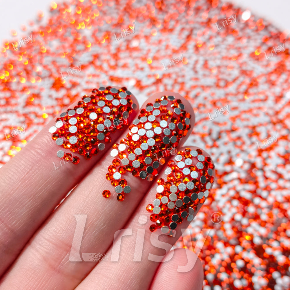 1.9-2.1mm Orange Red Flat Back Rhinestones FBRS018