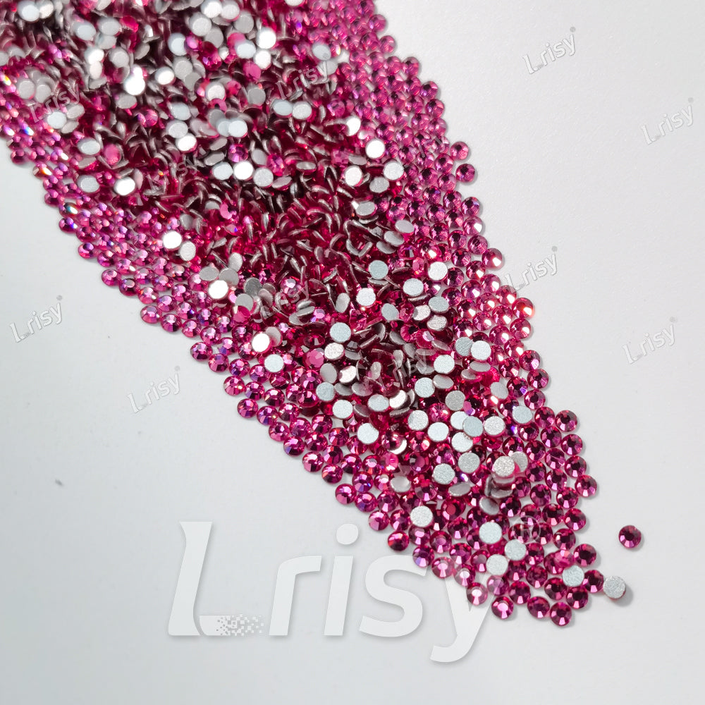 1.9-2.1mm Rose Red Flat Back Rhinestones FBRS023