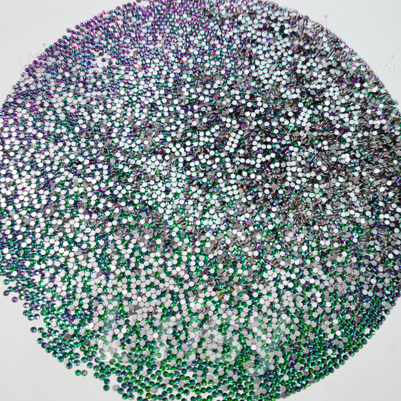 1.9-2.1mm Flame Green To  Purple Flat back Rhinestones FBRS042