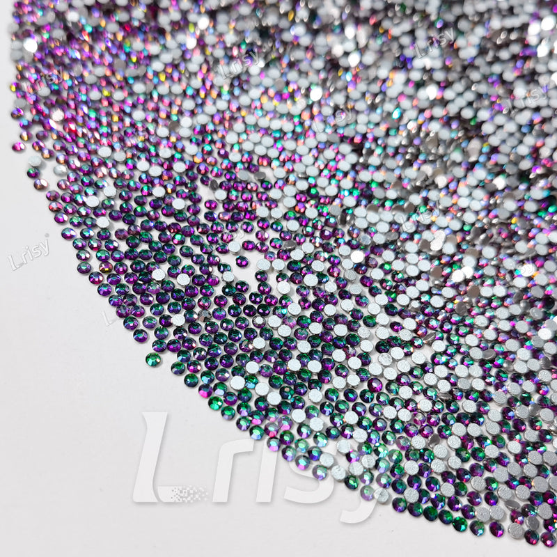 1.9-2.1mm Flame Green To  Purple Flat back Rhinestones FBRS042