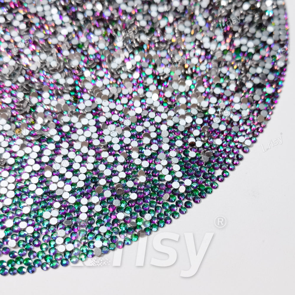 1.9-2.1mm Flame Green To  Purple Flat back Rhinestones FBRS042