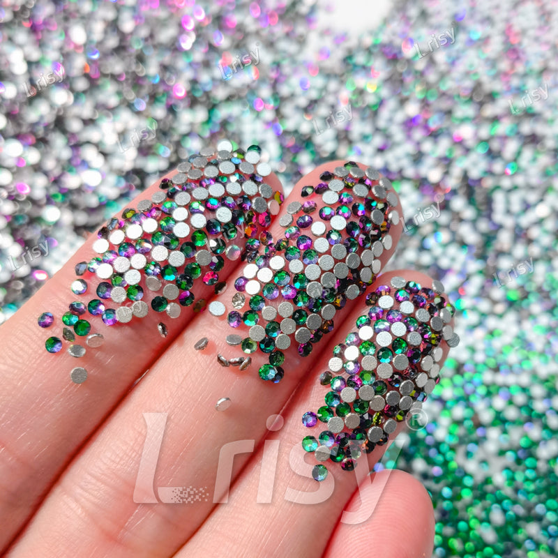 1.9-2.1mm Flame Green To  Purple Flat back Rhinestones FBRS042