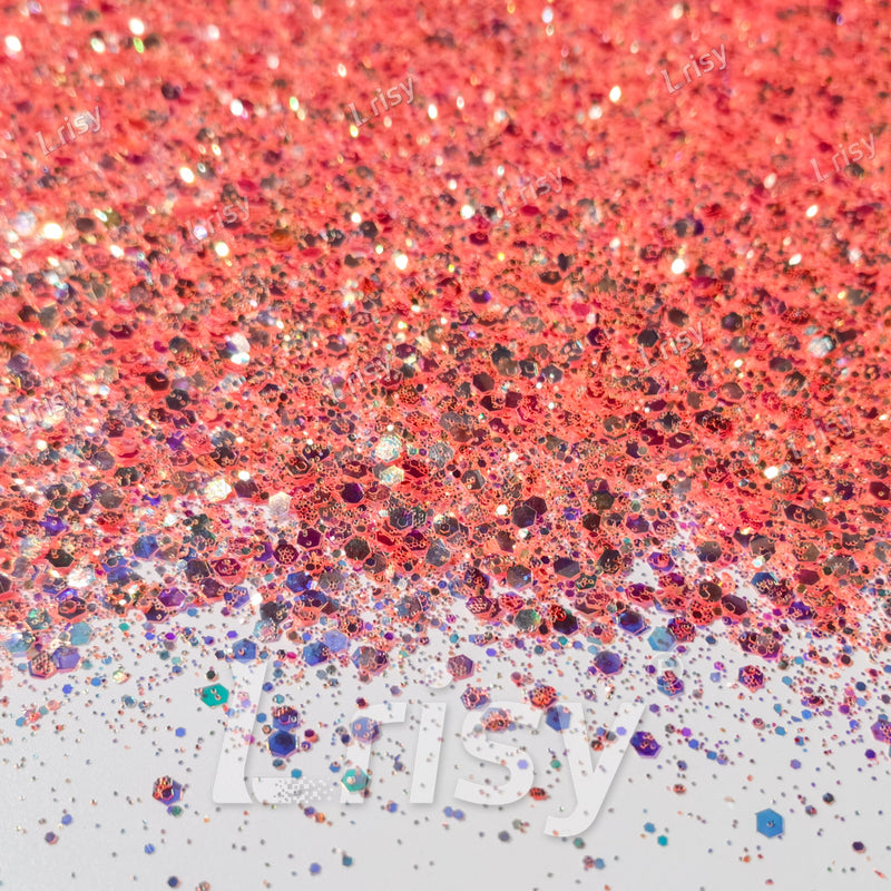 Fluorescent Carrot Orange General Mixed Iridescent Glitter BBS002